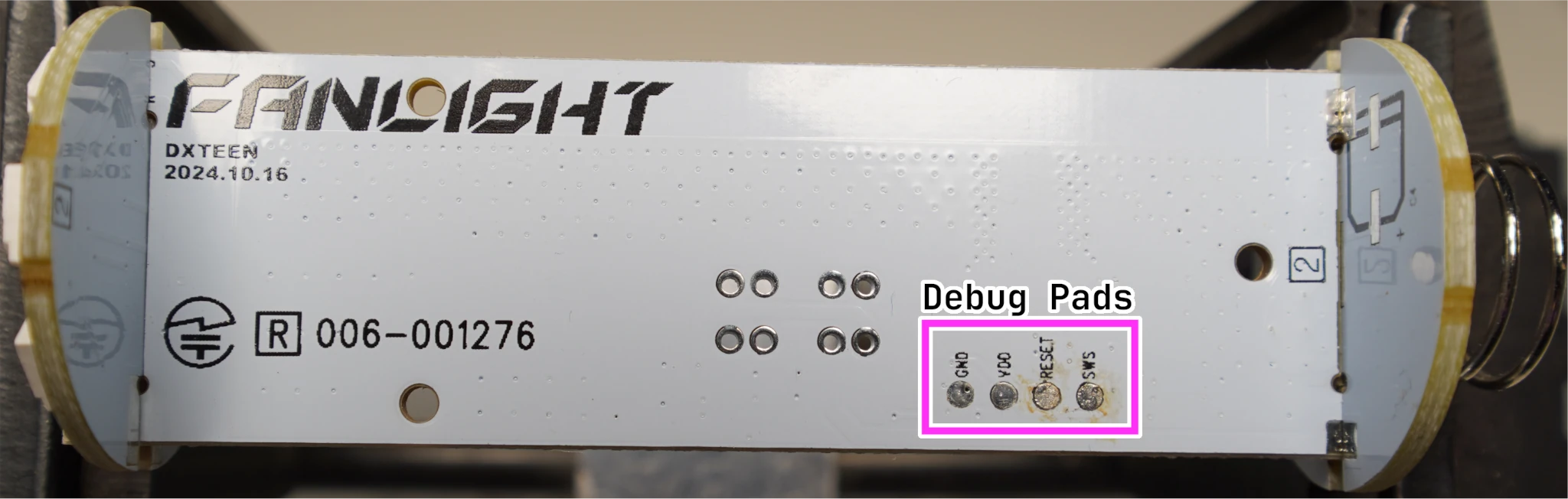 Bottom view of the board, now with annotations
