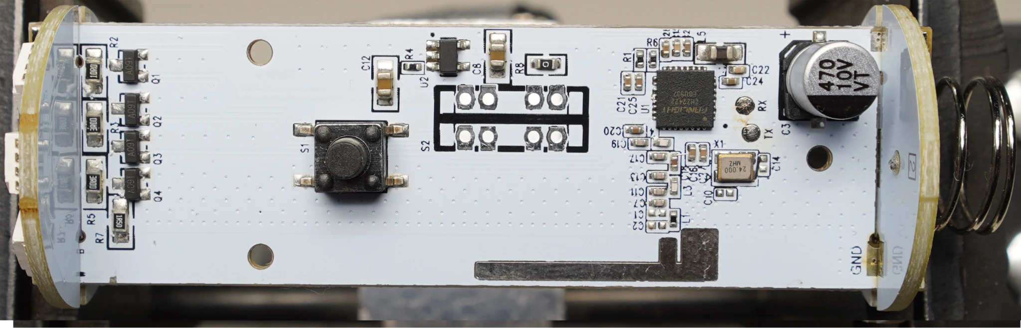 Top view of the board